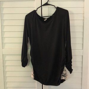 PINKBLUSH MATERNITY BLACK TUNIC W/CROCHET DETAIL